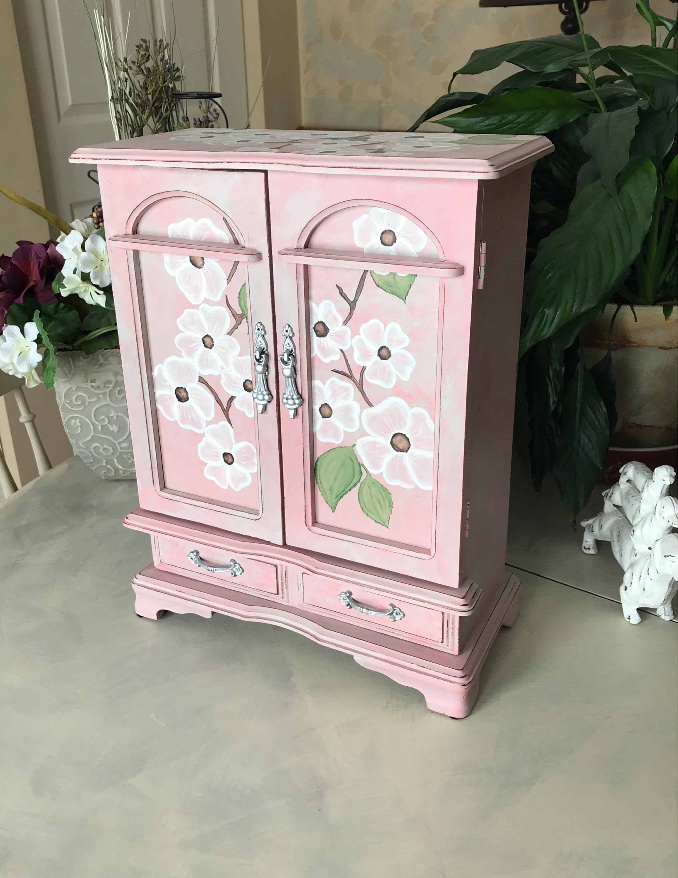 Shabby Chic Jewelry Armoire / Upcycled Vintage Jewelry Box / Etsy