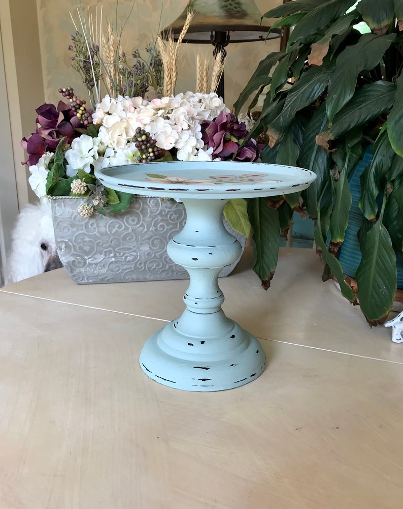 Upcycled Vintage Pedestal Stand / French Country Shabby Chic Etsy