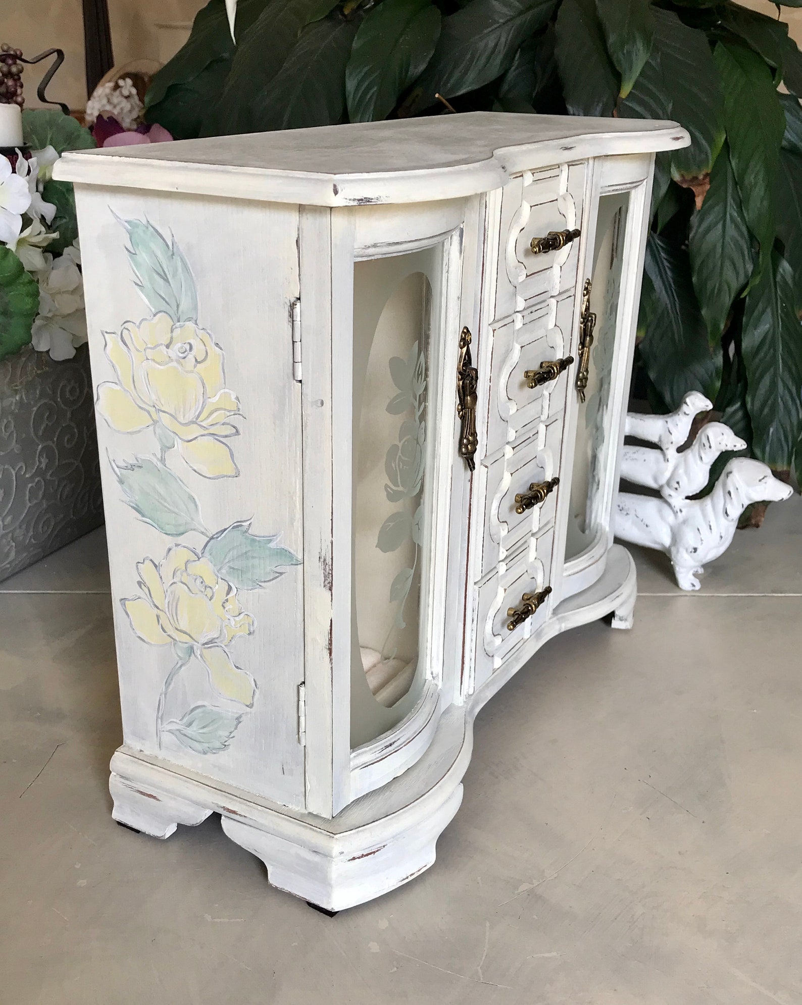 French Country Jewelry Armoire / Upcycled Vintage Jewelry Box Etsy