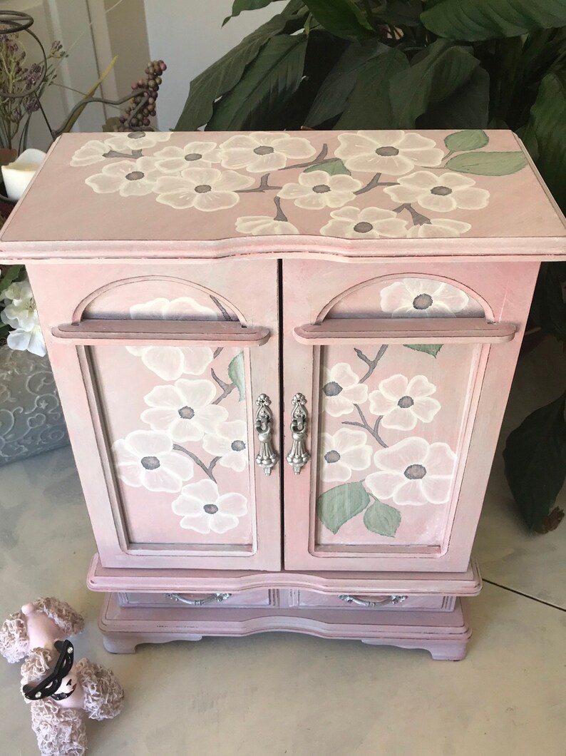 French Country Jewelry Armoire / Upcycled Vintage Shabby Chic Etsy