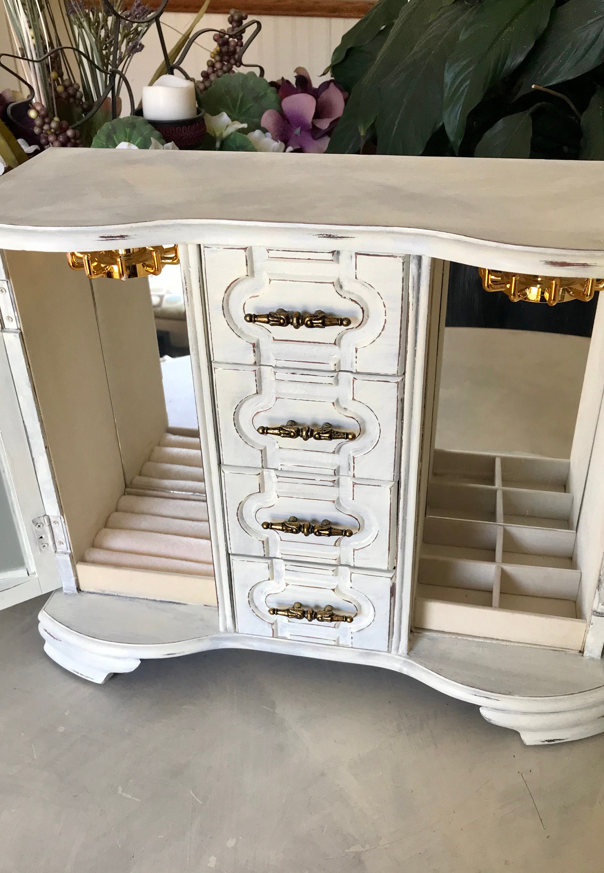 French Country Jewelry Armoire / Upcycled Vintage Jewelry Box Etsy