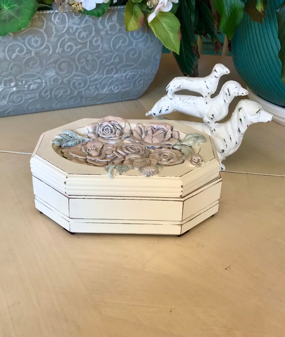 Upcycled Farmhouse Jewelry Box / Shabby Chic Vint… - image 1