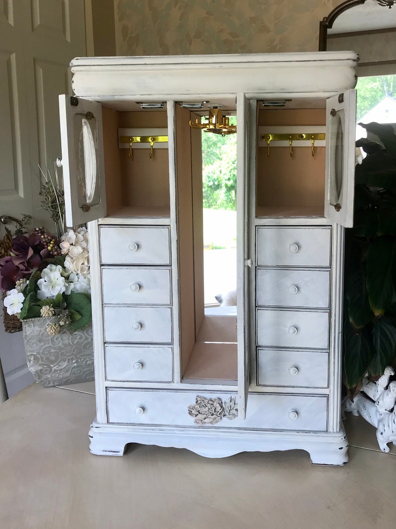 French Country Jewelry Armoire / Upcycled Vintage Shabby Chic Etsy