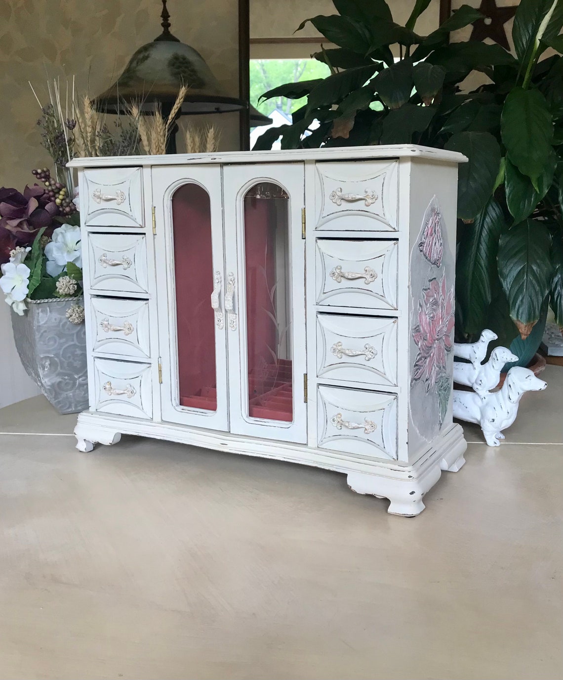 French Country Jewelry Armoire / Upcycled Vintage Shabby Chic Etsy