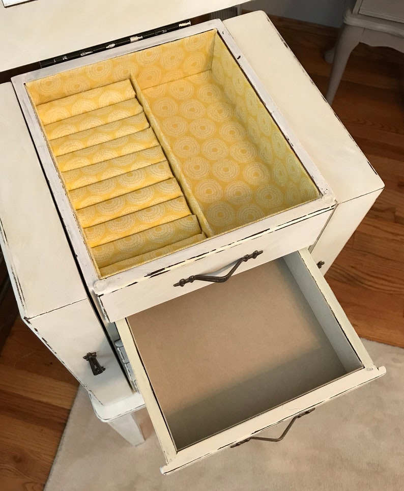 Shabby Chic Jewelry Armoire Upcycled Vintage Jewelry Storage French Country Chalk Painted Wooden Jewelry Organizer Womens Gifts