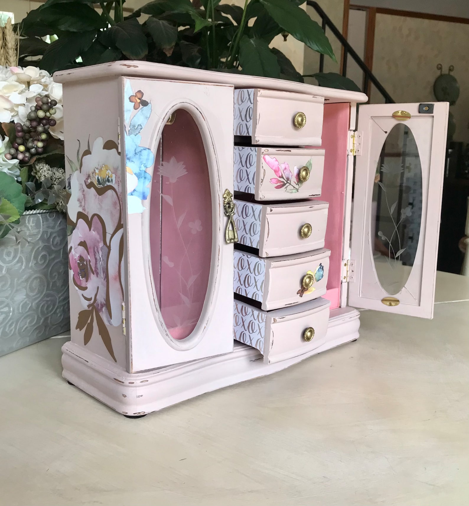 French Country Jewelry Armoire / Upcycled Vintage Shabby Chic Etsy