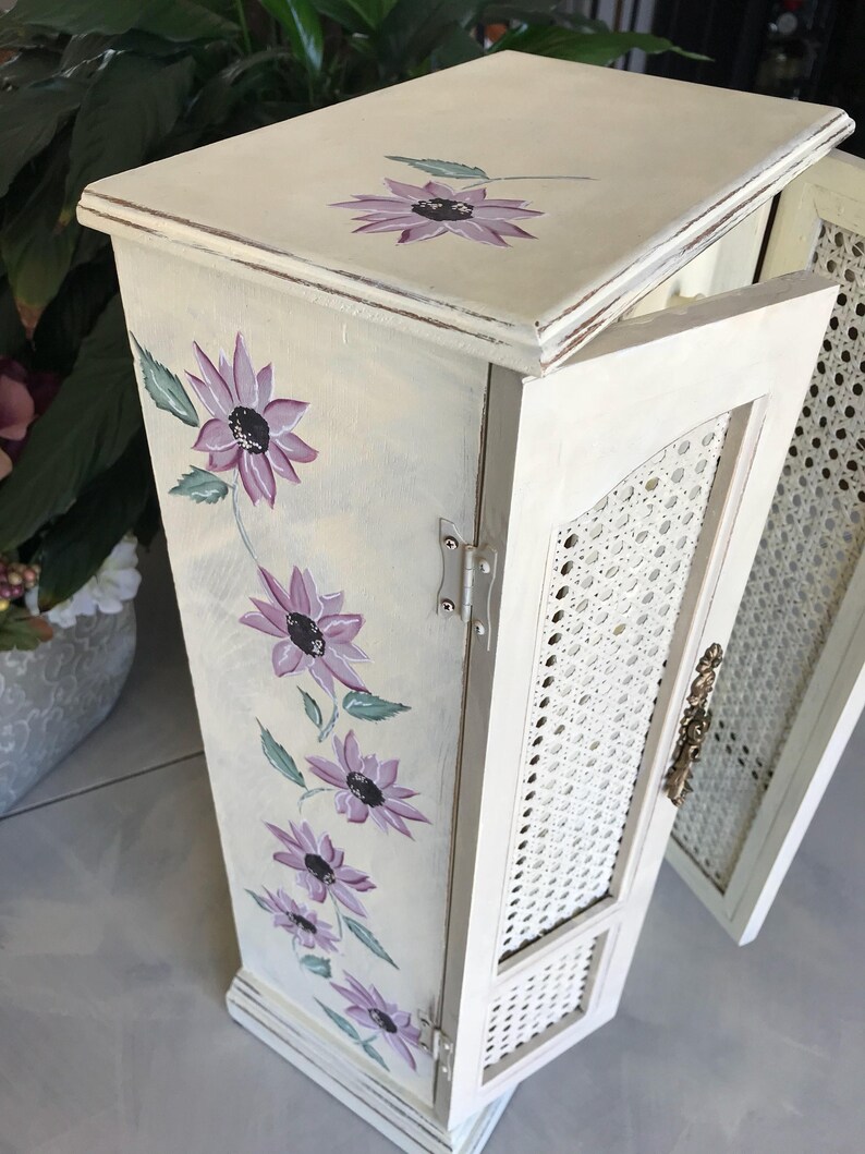 Shabby Chic Vintage Jewelry Armoire / Upcycled Wooden Jewelry Etsy