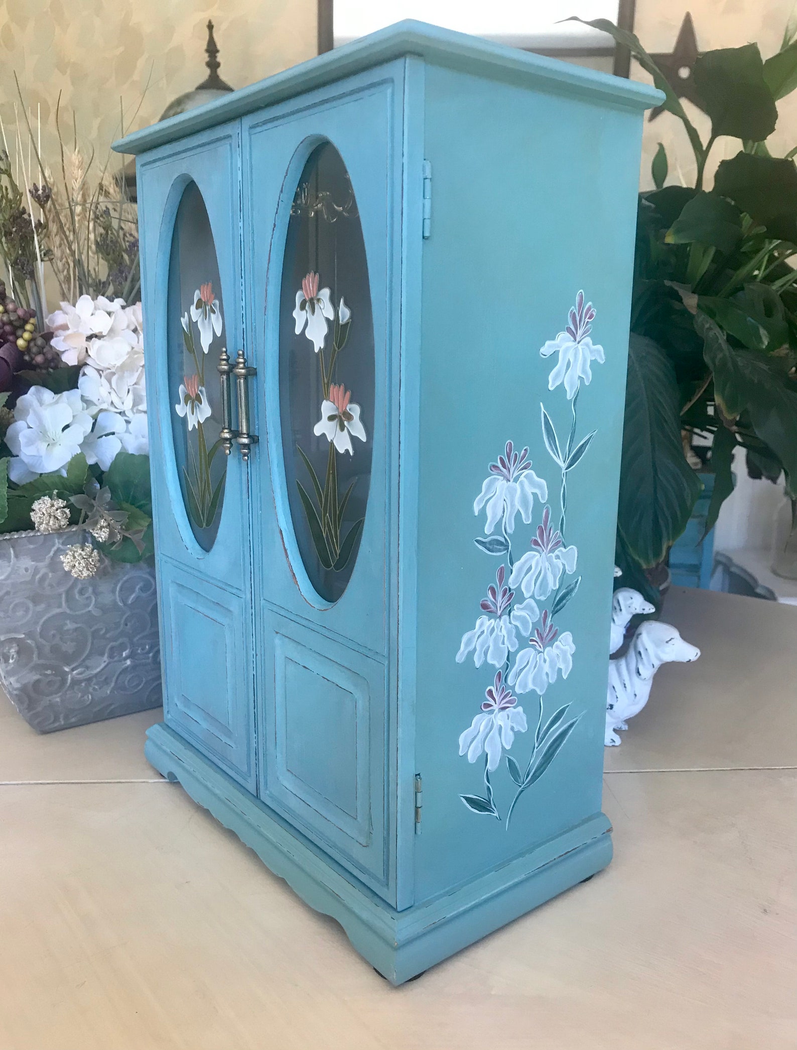 French Country Jewelry Armoire / Upcycled Vintage Shabby Chic Etsy