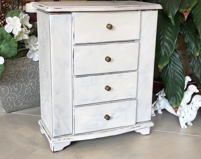 French Country Jewelry Armoire / Upcycled Vintage Shabby Chic Jewelry