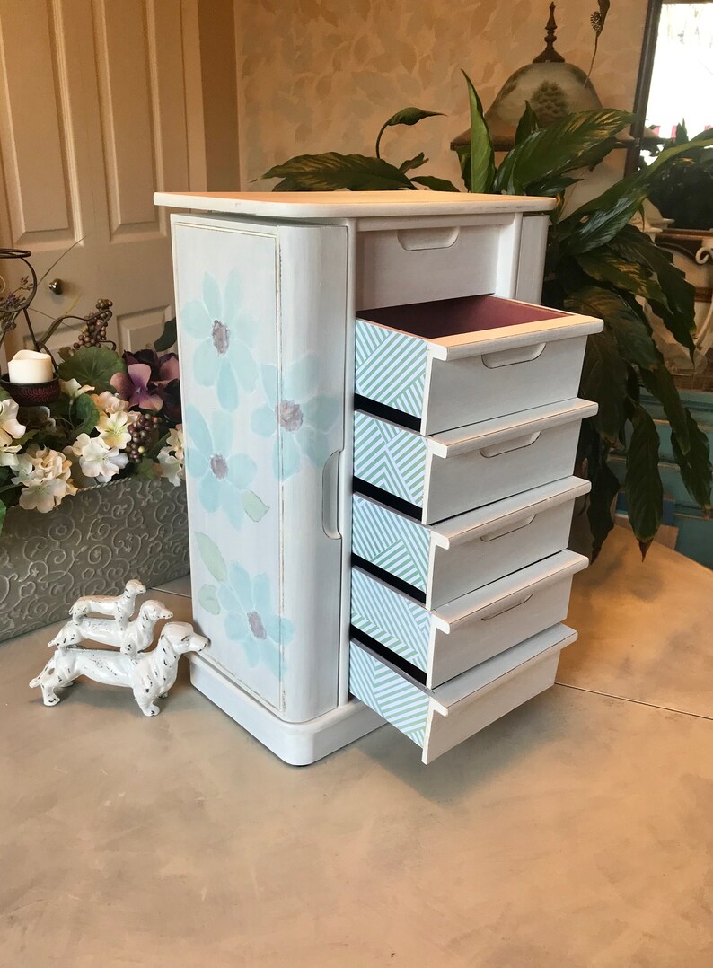 Shabby Chic Jewelry Armoire Upcycled Vintage Jewelry Storage French Country Chalk Painted Wooden Jewelry Organizer Womens Gifts