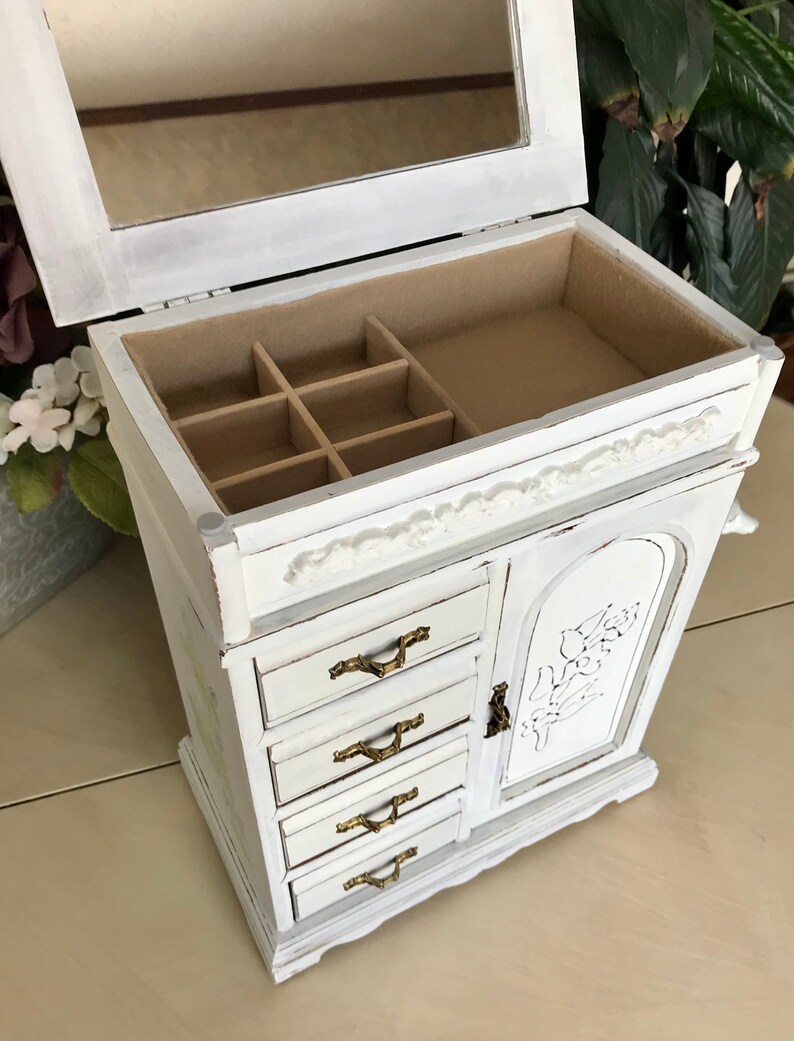 French Country Jewelry Armoire / Upcycled Vintage Shabby Chic Etsy