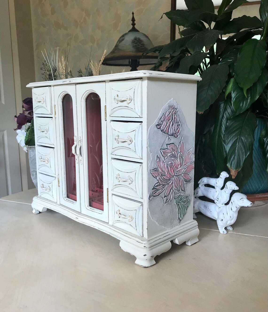 French Country Jewelry Armoire / Upcycled Vintage Shabby Chic Etsy