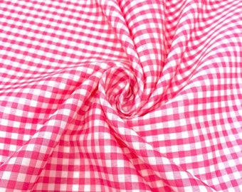 Vintage Fuschia Gingham Fabric: Small Check Cotton, 60" Wide, By The Yard