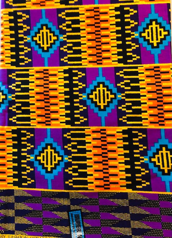 Purple and gold cheap african print fabric
