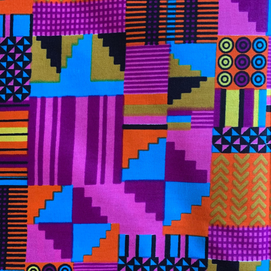 african-kente-print-kente-fabric-by-the-yard-kente-material-etsy