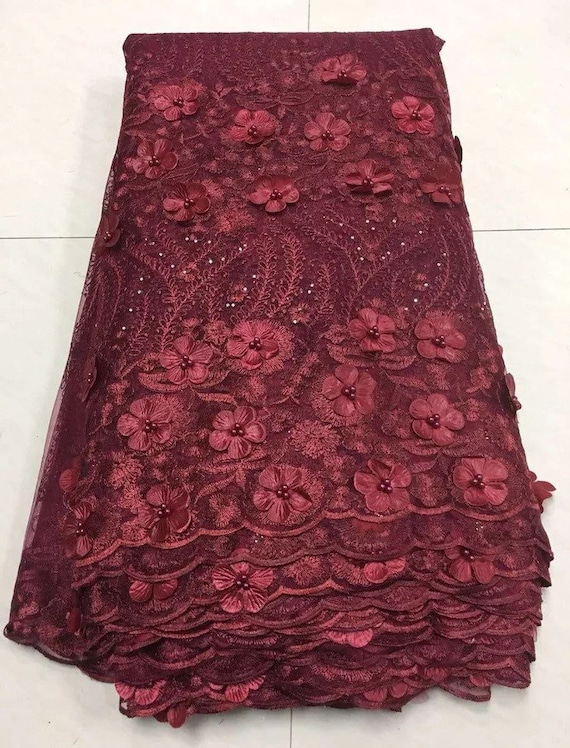 burgundy lace material