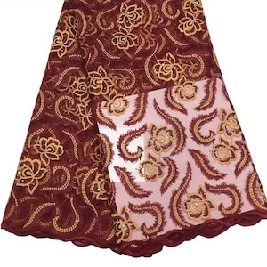 Nigerian lace, African lace fabric for wedding, Nigerian lace, embroidered beaded lace, High quality lace with sequins for dresses.