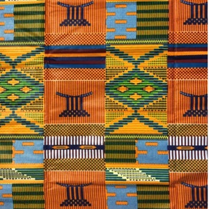 Kente print fabric, Kente fabric, Kente ethnic cloth, Kente African print. Kente African fabric by the yard.