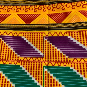 Tela africana estampada kente amarilla - Algodón encerado Ankara