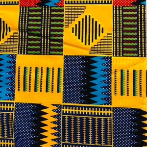 Kente African  fabric, Ankara print fabric, Glitter Kente ethnic cloth, Kente African print. Kente African fabric by the yard.