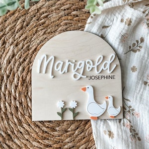 Baby Birth Announcement Sign | Birth Stat Sign | Goose Name Sign | Cottage Core Nursery Decor