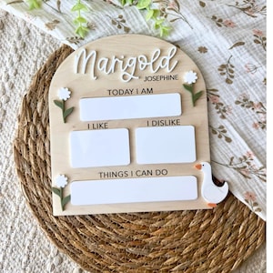 Gans Monatliche Meilenstein Trocken abwischbare Tafel | Baby Meilensteinscheiben aus Holz | Baby-Dusche-Geschenk