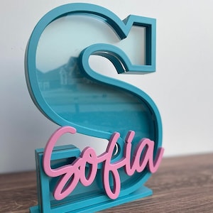 Hucha personalizada con nombre e inicial, hucha, hucha personalizada, hucha para niños, hucha con inicial, regalo para niños