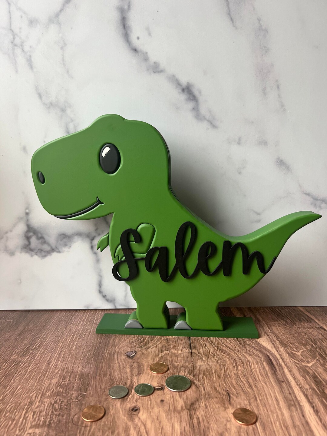 Dinosaur Piggy Bank Personalized Name Coin Bank Boys Dinosaur Etsy