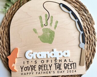 DIY Handprint Sign | Father's Day Sign | Father's Day Gift | Handprint Sign | Gift for Dad | Gift for New Dad | Kids DIY kit | Fishing Gift