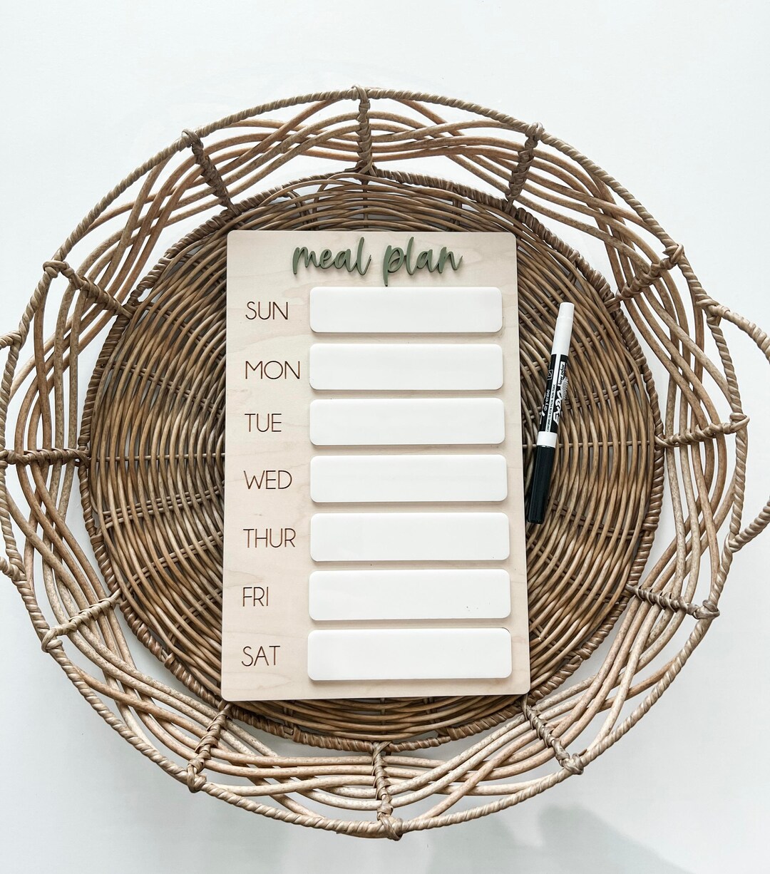 Daily Meal Planning Dry Erase Board, Weekly Meal Plan, Acrylic Grocery