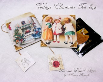 CHRISTMAS TEA BAGS, Digital Tea envelope printable
