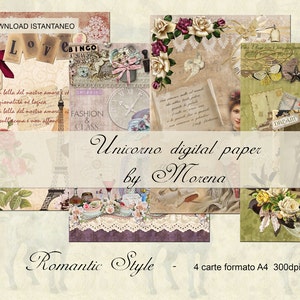 ROMANTIC STYLE DIGITAL paper, Craft, Scrapbook, scrapbooking, Cartonnage, Sfondi, Papercraft, romantic, shabby, Retrò, vintage, Printable