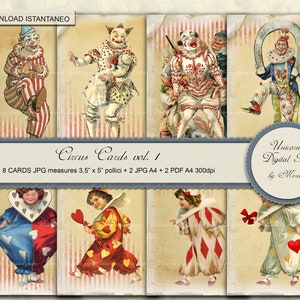 Grabados de circo vintage, papel de álbum de recortes, fondos imprimibles de circo