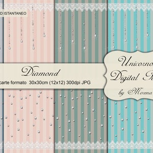 SCRAPBOOKING KIT, Diamanti, GIOIELLI, Carta a righe, Carta per stampa digitale, Carte da scrapbooking, Sfondi pastello, Fashion, Pizzo,