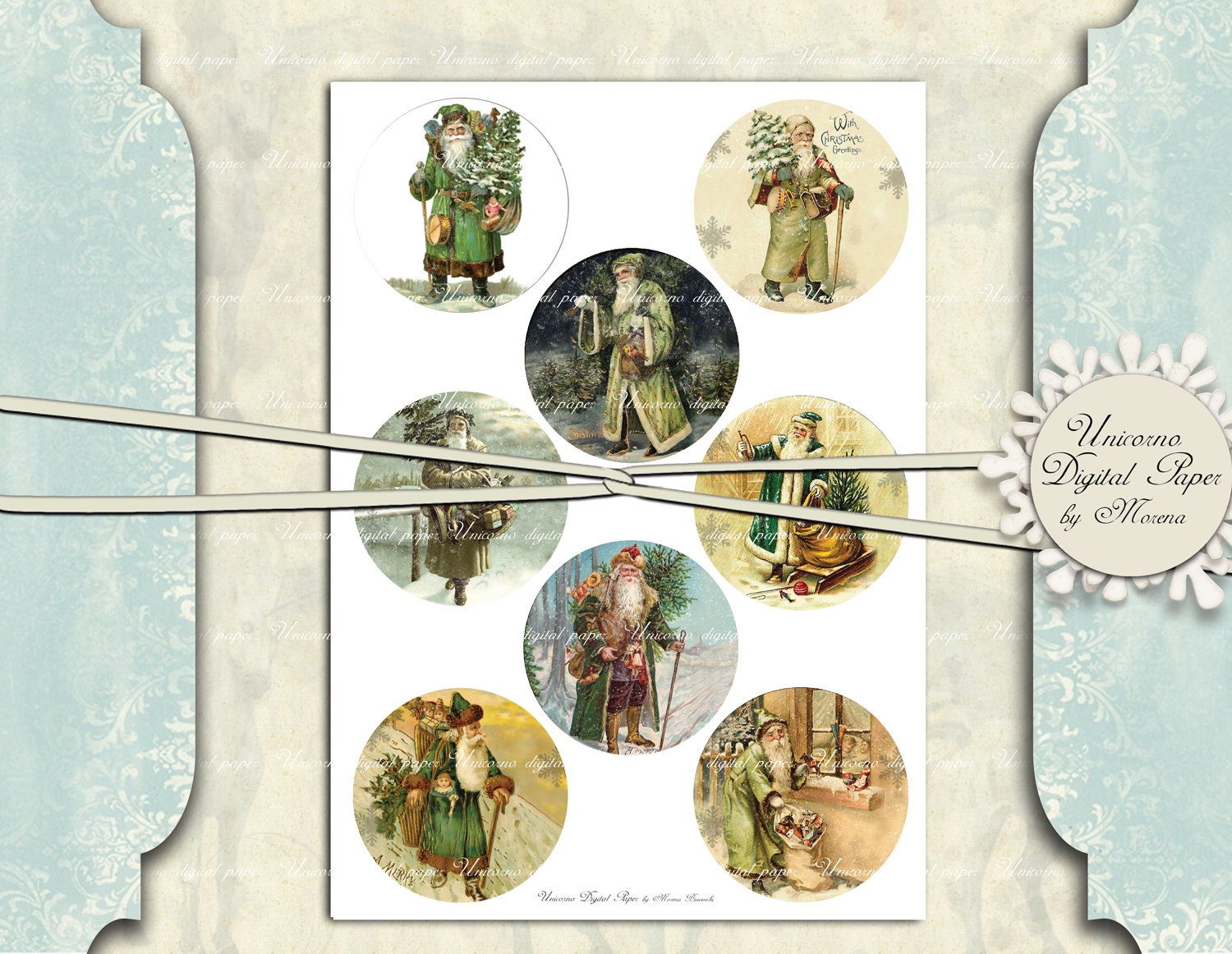 Santa Retro Rounds VINTAGE SANTA FACE, 3-inch Christmas Rounds, Journals, Scrapbook ...