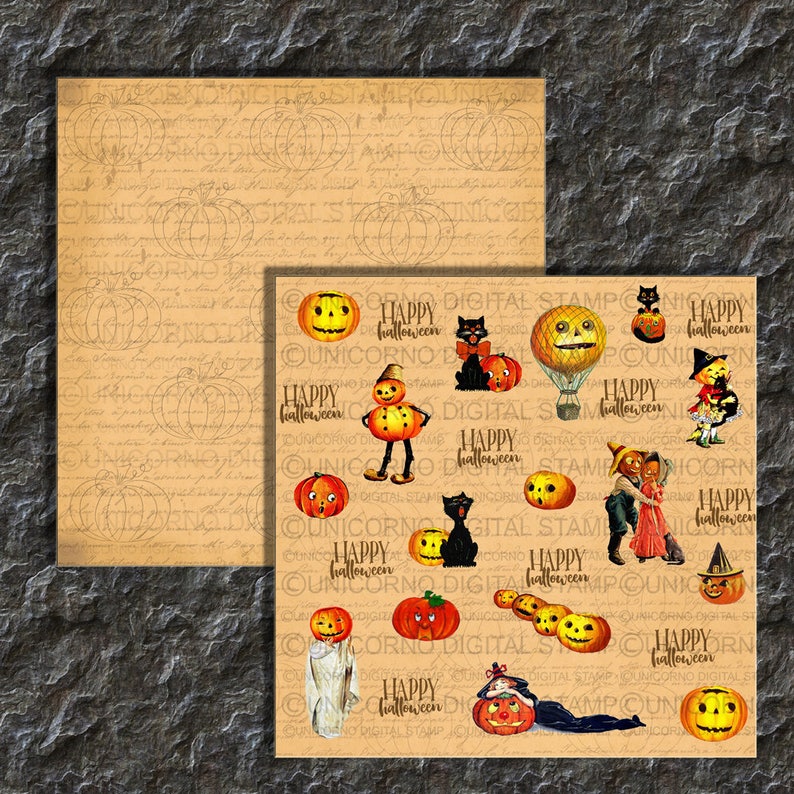 Halloween Paper Pack Stripes, Scrapbooking, Paper Crafting, Printable ...