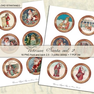 Christmas Circles 2,5 / 3 inch, Santa Claus, Journals Stickers, Scrapbook Tag and Label, Scottish Christmas rounds image 2