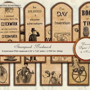 SEGNALIBRI STEAMPUNK, Carta digitale stampabile in stile gotico