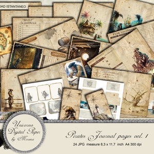 Pirate journal vol. 1, Vintage Journal Kit, Journal Printable pages, Art Journal kit, Paper day Planner