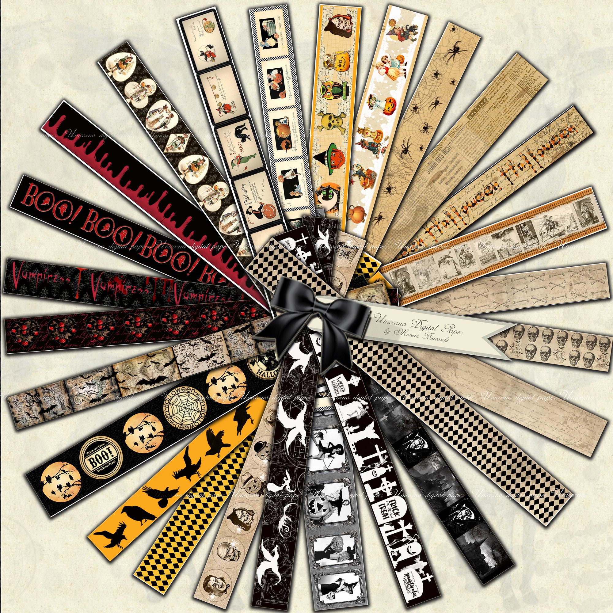 Halloween Printable Washi Tape Strips and Borders 26 Digital - Etsy