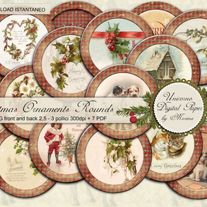 PÁSSAROS DE NATAL, Rodadas de Natal para impressão decoradas em fundo tartan marfim e vermelho