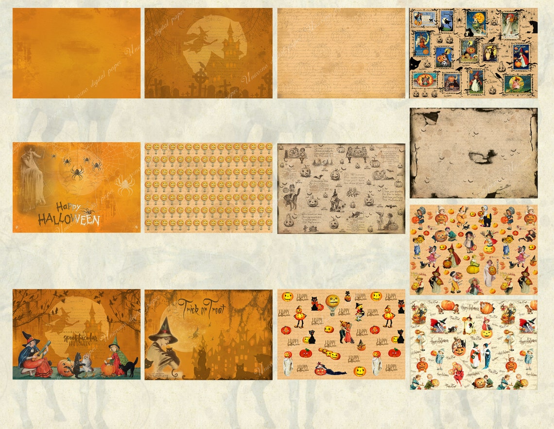 Halloween Paper Pack A4 8x11, Scrapbooking, Paper Crafting, Printable ...