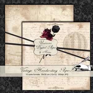Scrapbook PAPERS handwritten Vintage effect Printable format 12" x 12" image 5