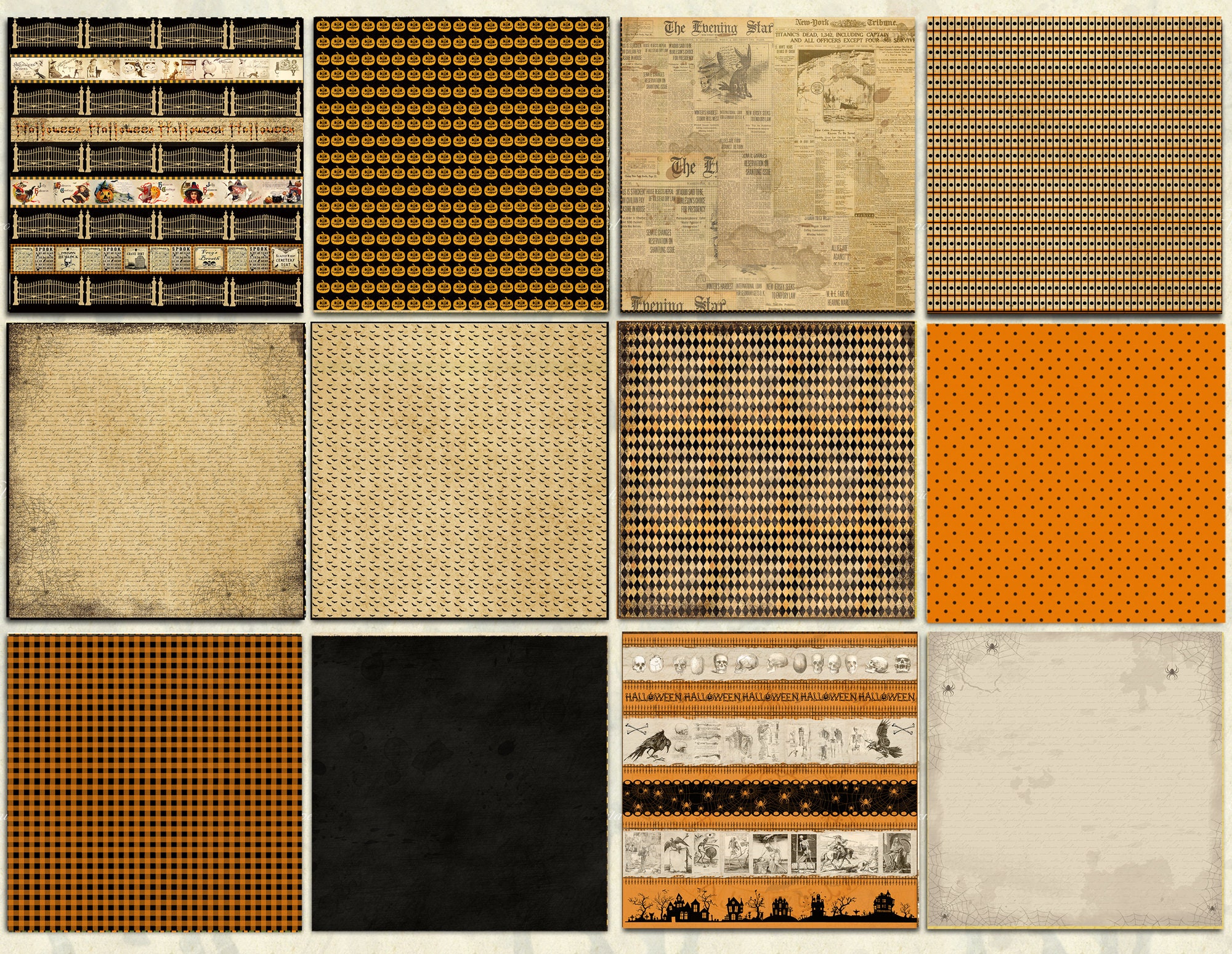 Halloween Paper Pack 12 X 12 Inch Scrapbook Vintage Halloween - Etsy