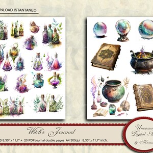 Witches Journal Kit, Magic Junk Journal, Digital collage sheet gothic journal printable image 10