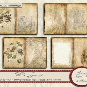 Witches Journal Kit, Magic Junk Journal, Digital collage sheet gothic journal printable image 2