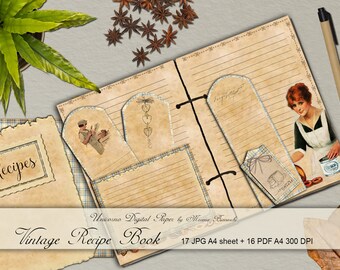 Printable Recipe Card Template, Recipe book pages