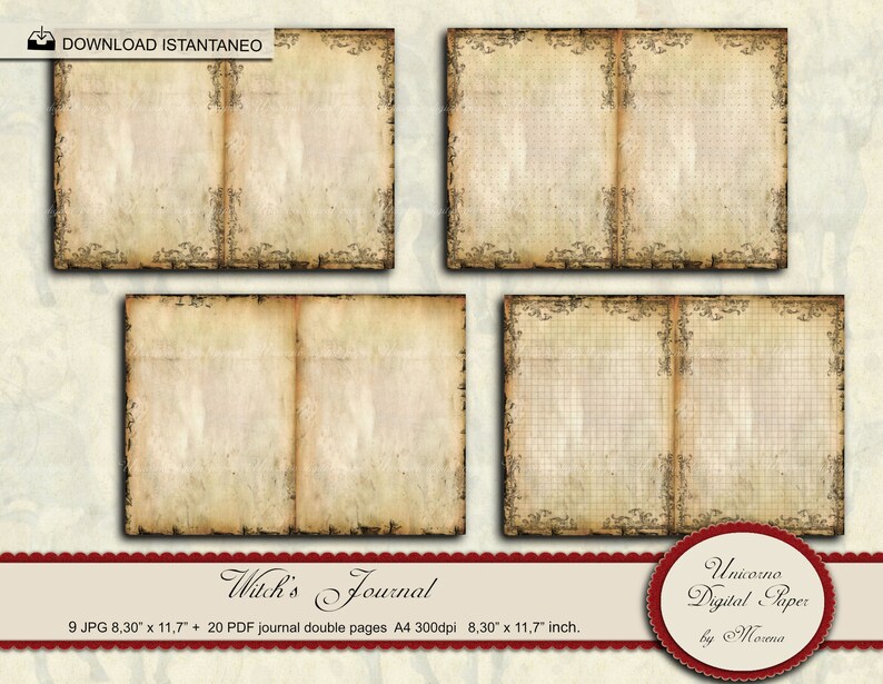 Witches Journal Kit, Magic Junk Journal, Digital collage sheet gothic journal printable image 4