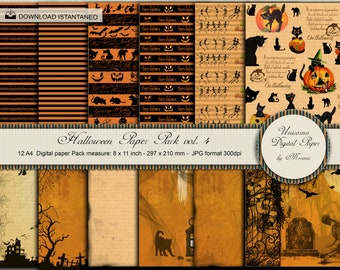 HALLOWEEN SCRAPBOOK, Halloween decorations, digital paper for your creations.