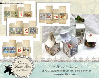 Advent Calendar Printable, Christmas Countdown, 3D models Christmas box, easy to make, Printable Christmas box